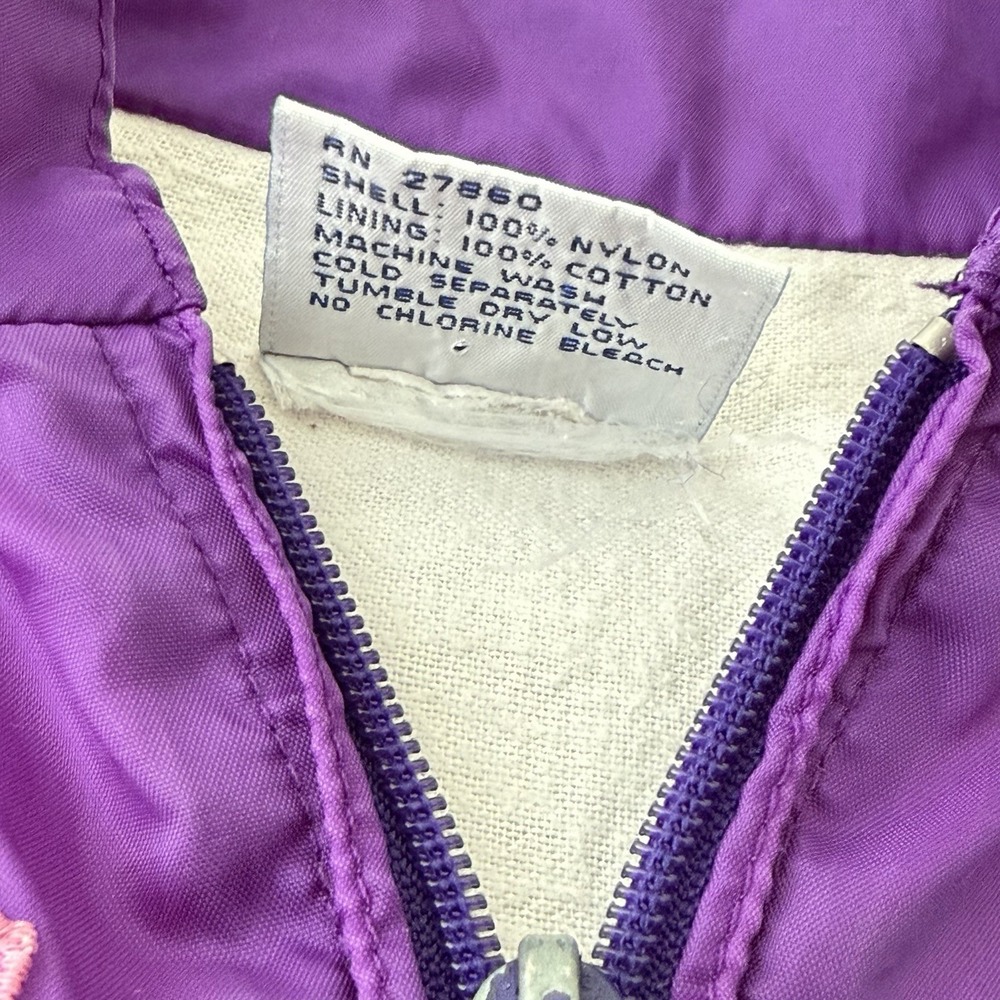 Vintage Samara Purple Kids Rain Jacket 6X Hooded Bow Applique Windbreaker - Picture 6 of 9